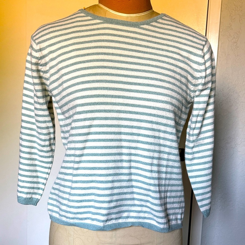 Vintage Villager by Liz Claiborne 
Striped 3/4 Sleeve Sweater Like New